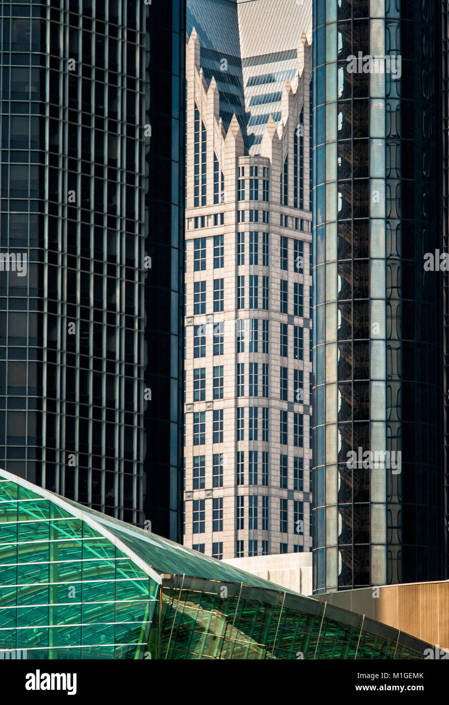 Abstract of downtown buildings and architecture in Detroit, Michigan, USA Stock Photo