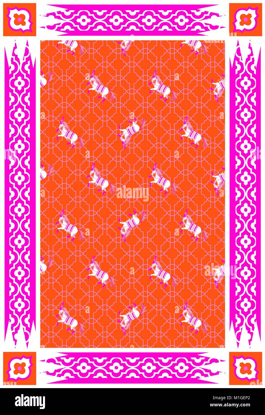 Circus horse red and pink vector carpet design Stock Vector Image & Art