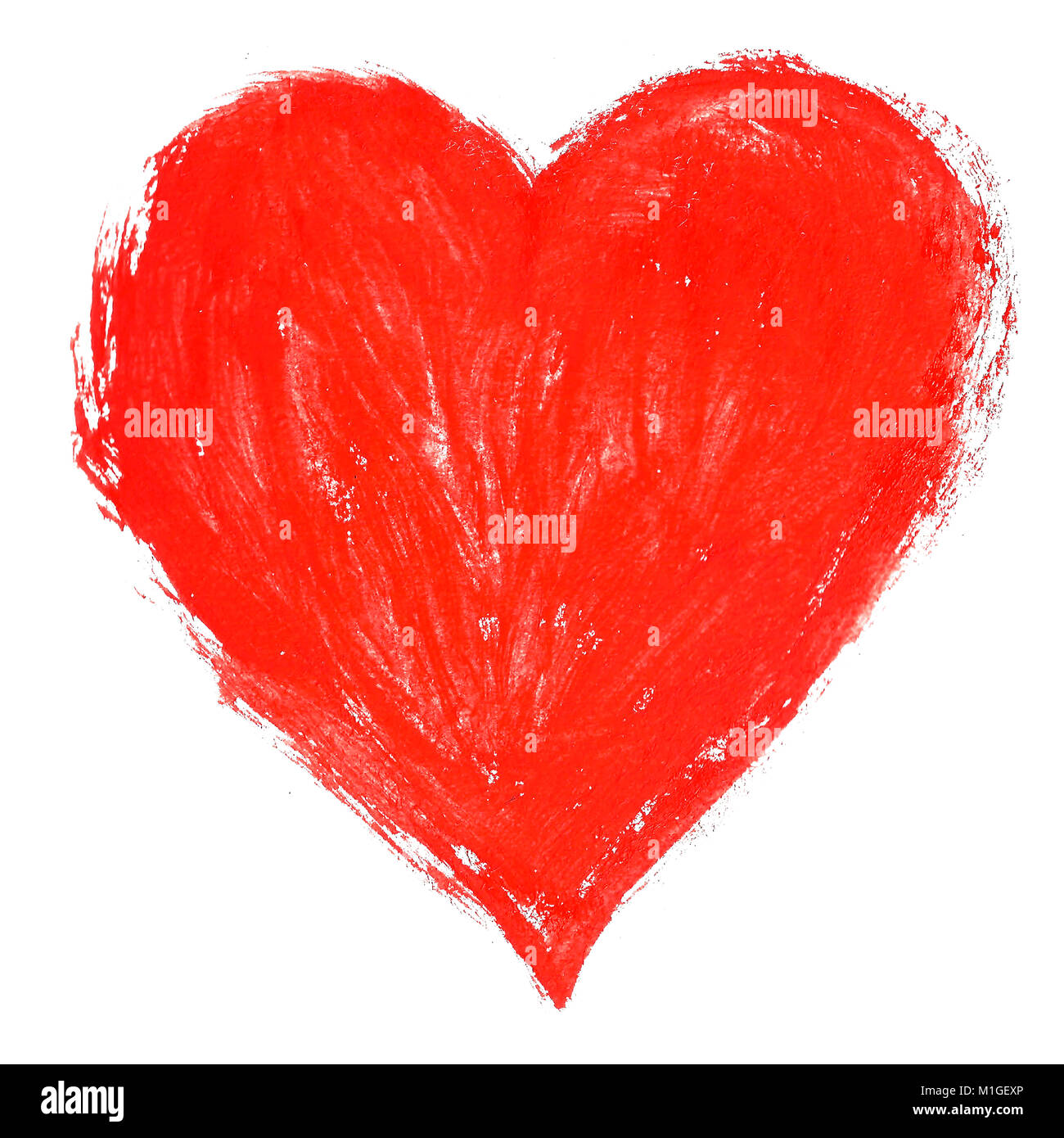 Watercolor insulated illustration of a red heart symbol. Isolated image ...