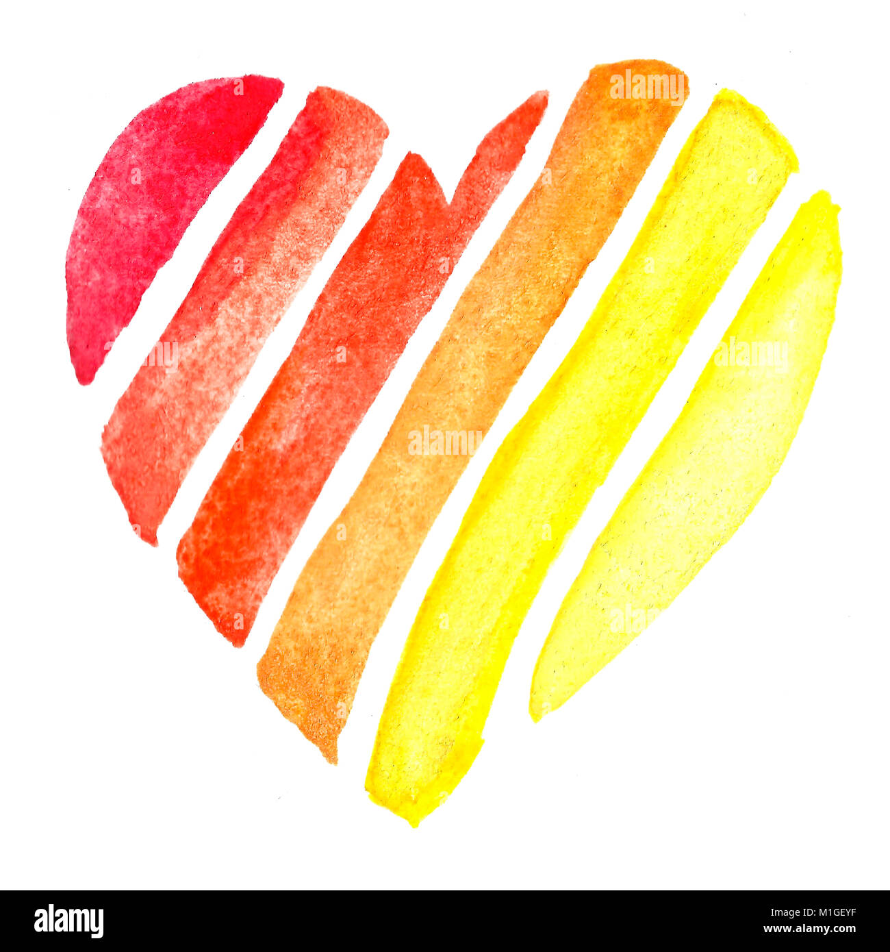 Watercolor insulated illustration of a red heart symbol. Isolated image ...