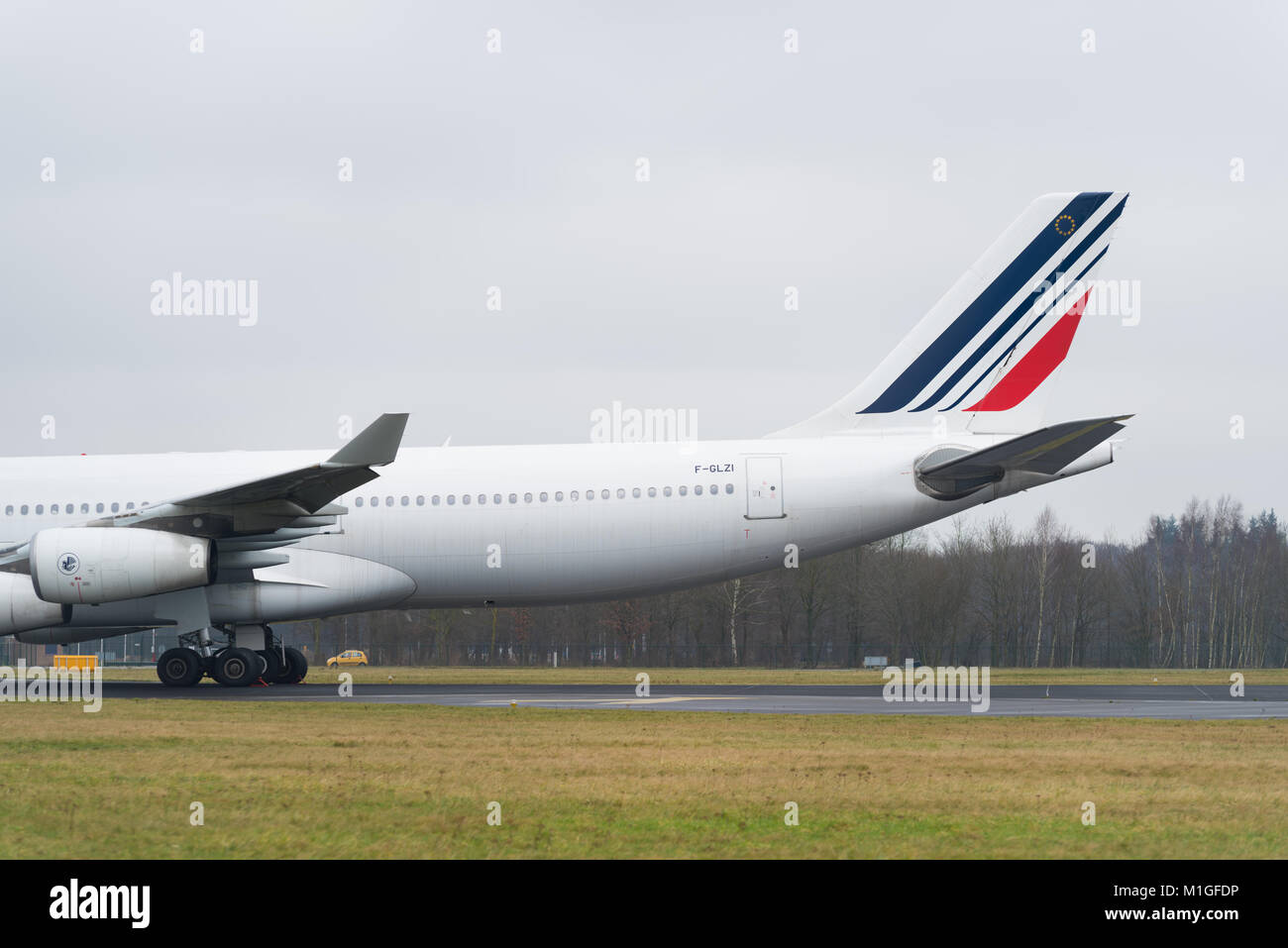 ENSCHEDE, NETHERLANDS - JANUARY 20, 2018: Air France airbus A340-300 at Twente Enschede airport to be recycled Stock Photo