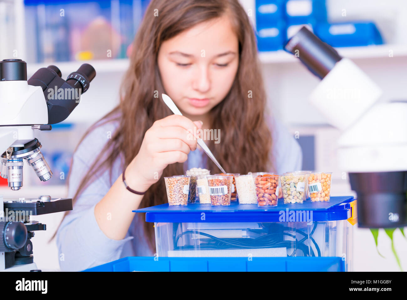 A student in the class of botany Stock Photo Alamy