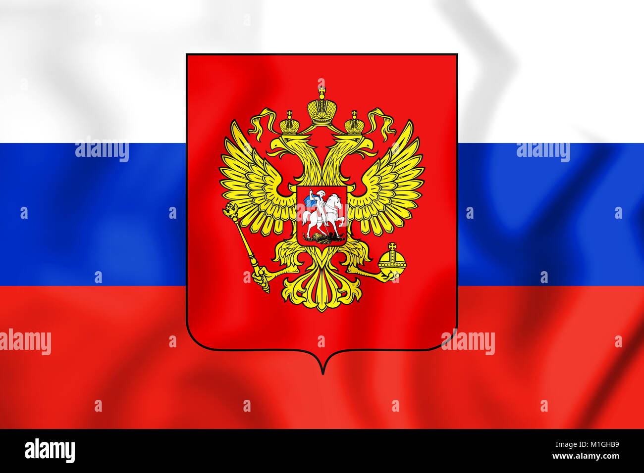 3D Flag of the Russia. 3D Illustration. Stock Photo
