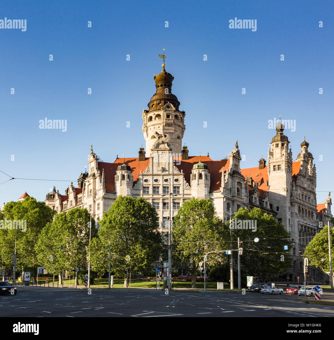 Pleißenburg (new town-hall) on a sunny day in summer in Leipzig City Stock Photo