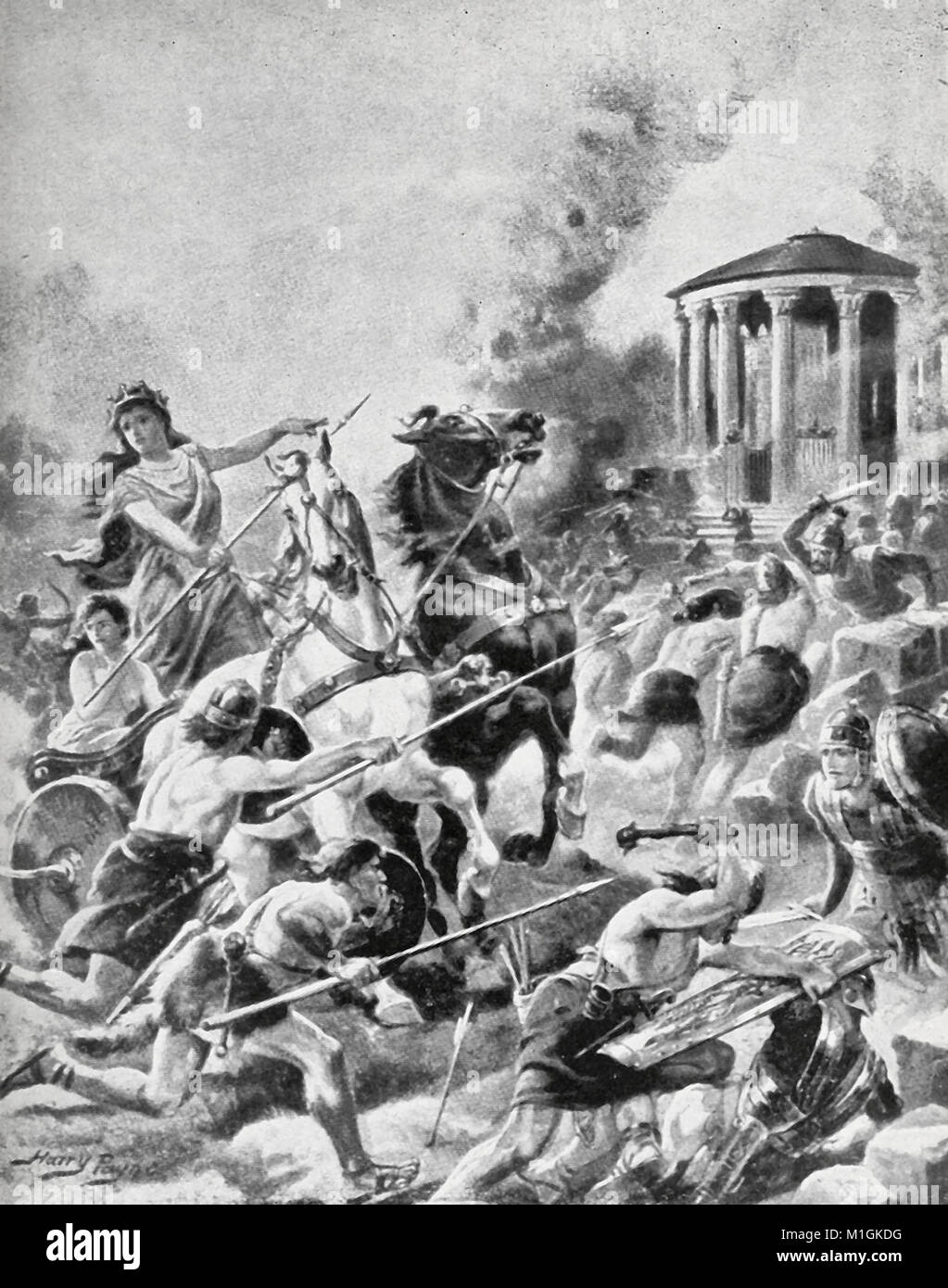 Boadicea's Attack upon Camulodunum, AD 60 Stock Photo
