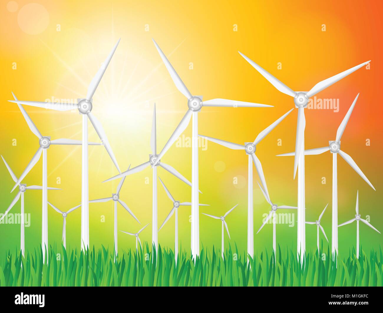 Wind Generator Vector Wind generators on a grassy field. Vector illustration Stock Vector ...