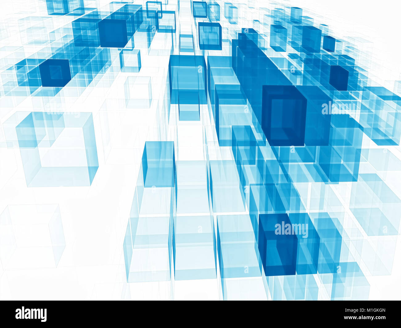 Flying 3d cube blue white hi-res stock photography and images - Alamy