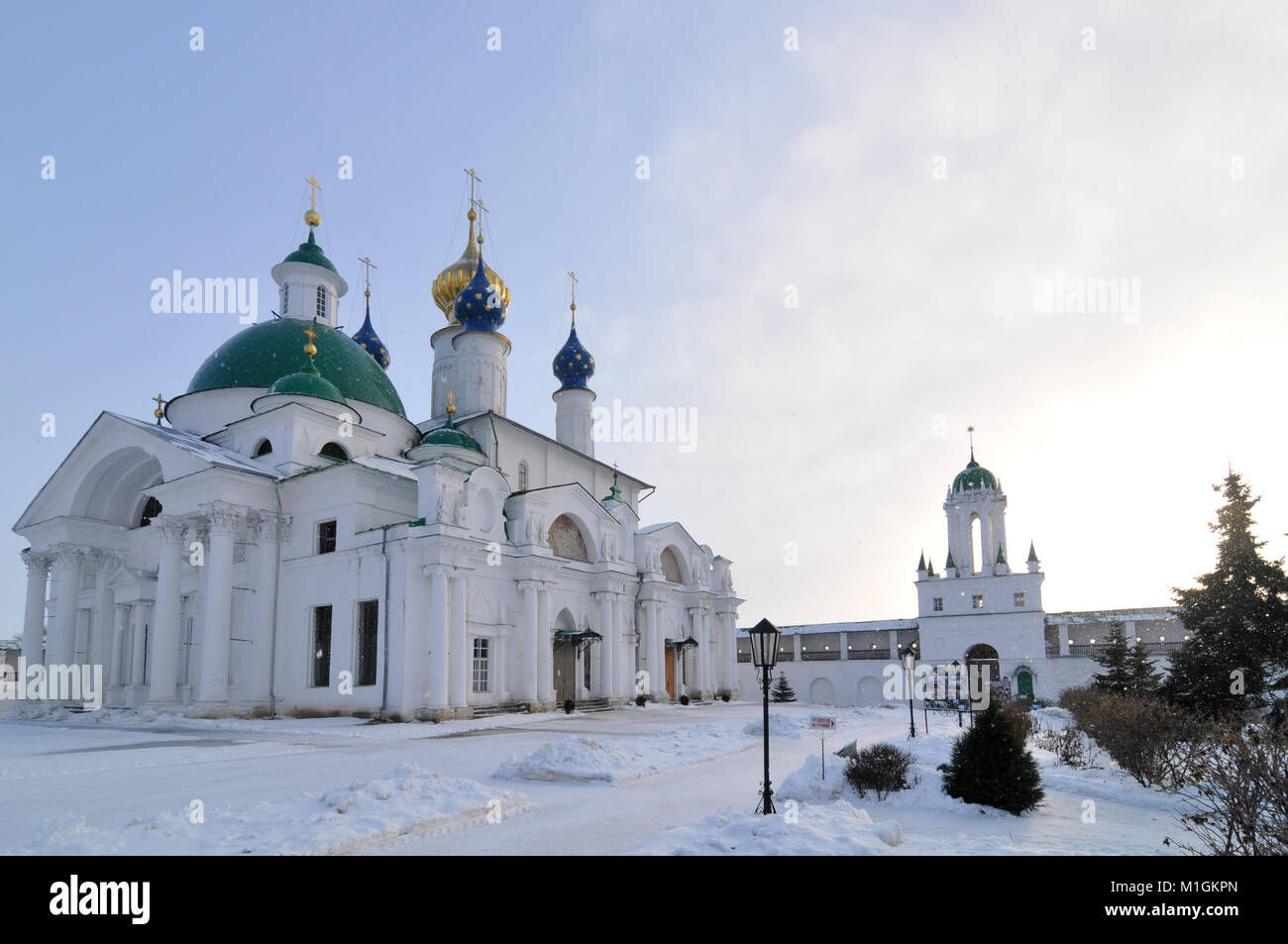 Spaso-Yakovlevsky Monastery on the outskirts of Rostov, Russia, along the Golden Ring. Built in the neoclassical style. Stock Photo