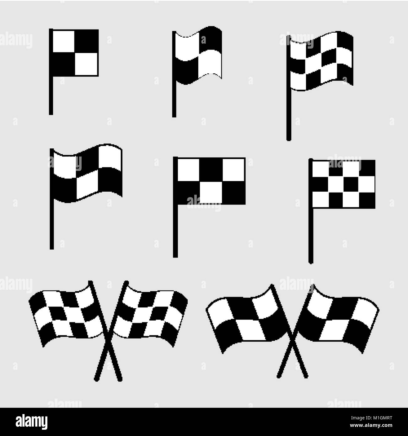 Checkered flag icons. Finish signs set illustration Stock Vector