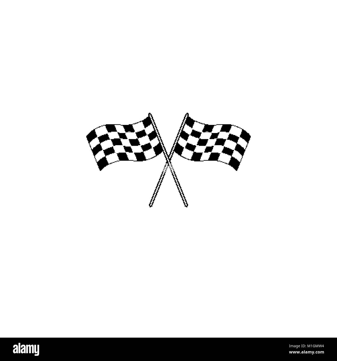 Crossed checkered flags. Finish user interface race icon Stock Vector