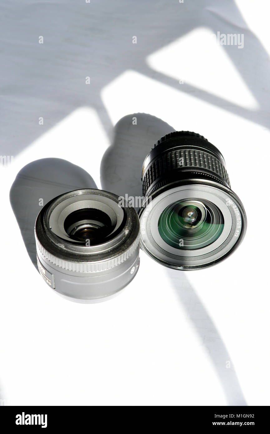 DSLR Lenses for wide angle and telephoto zooms Stock Photo - Alamy