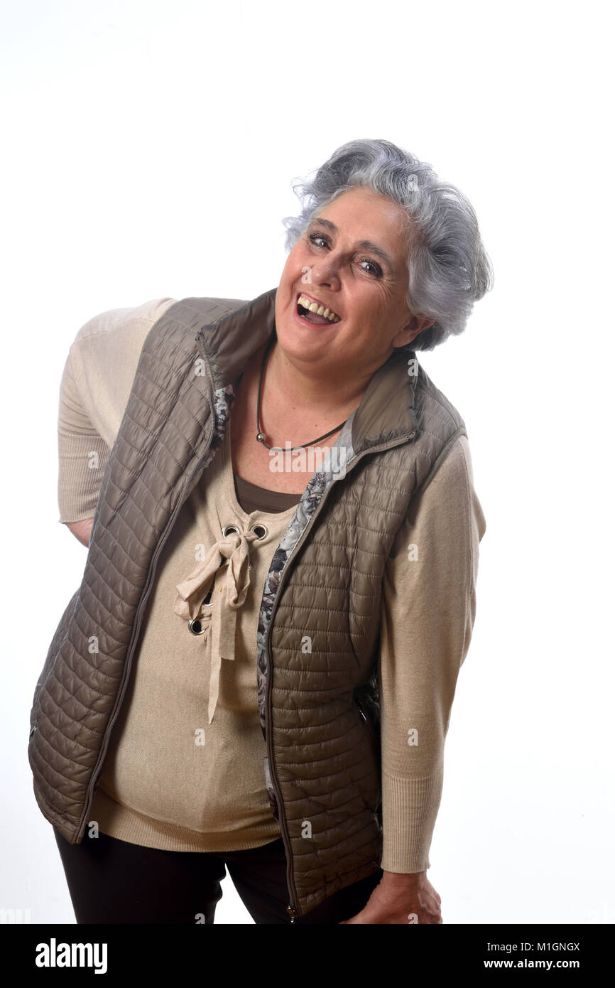 portrait of a senior woman on white background Stock Photo - Alamy