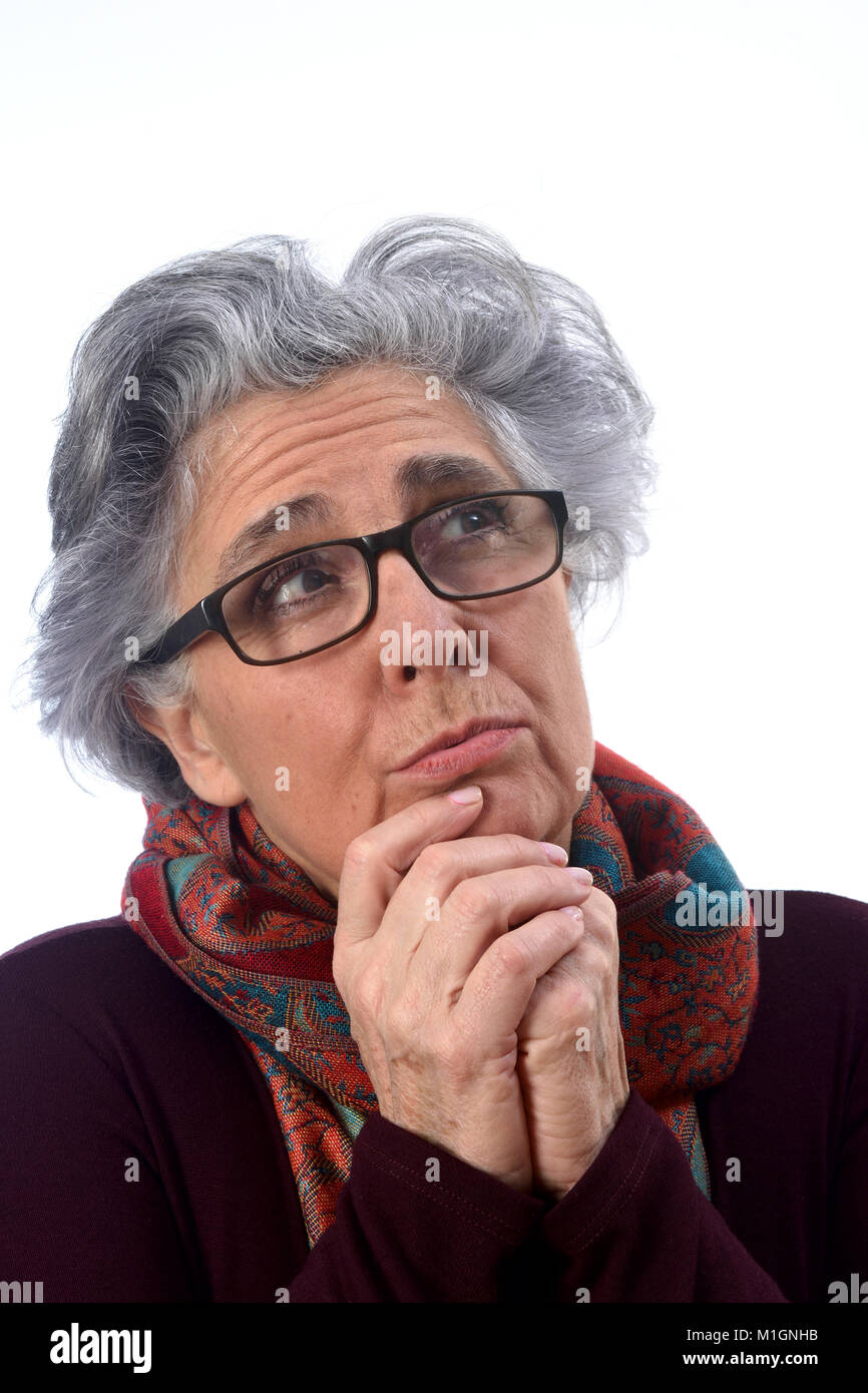 portrait of senior woman on white background Stock Photo - Alamy