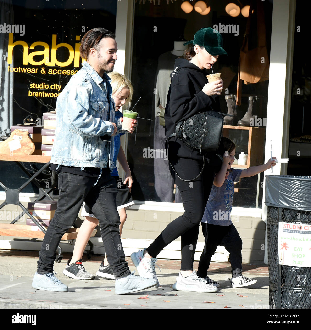 Pete Wentz with Meagan Camper and Wentz's children, Bronx Wentz and