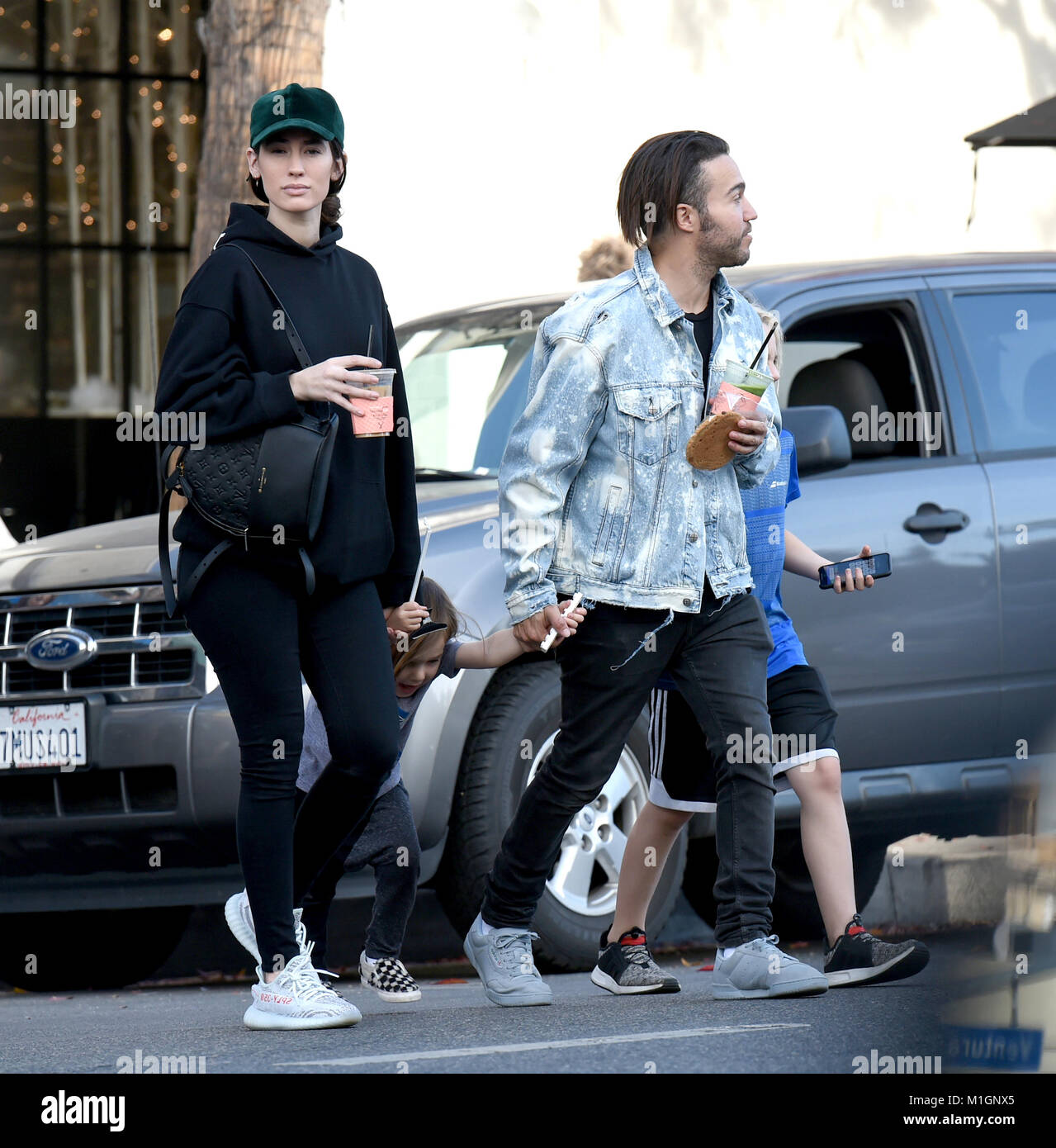 Pete Wentz with Meagan Camper and Wentz's children, Bronx Wentz and