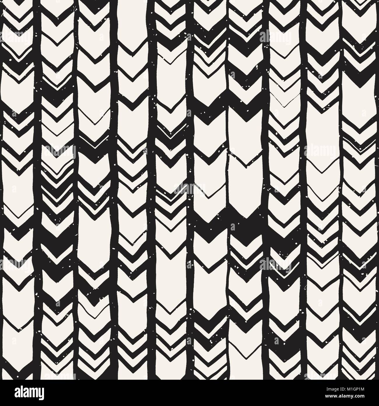 Vector seamless freehand pattern. Doodle monochrome print with hand ...