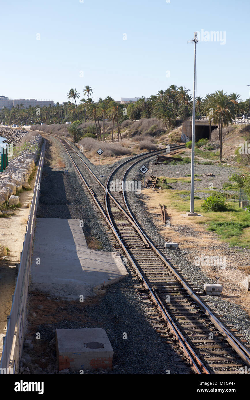 Railway tracks at San Gabriel, Alicante, Spain Stock Photo Alamy