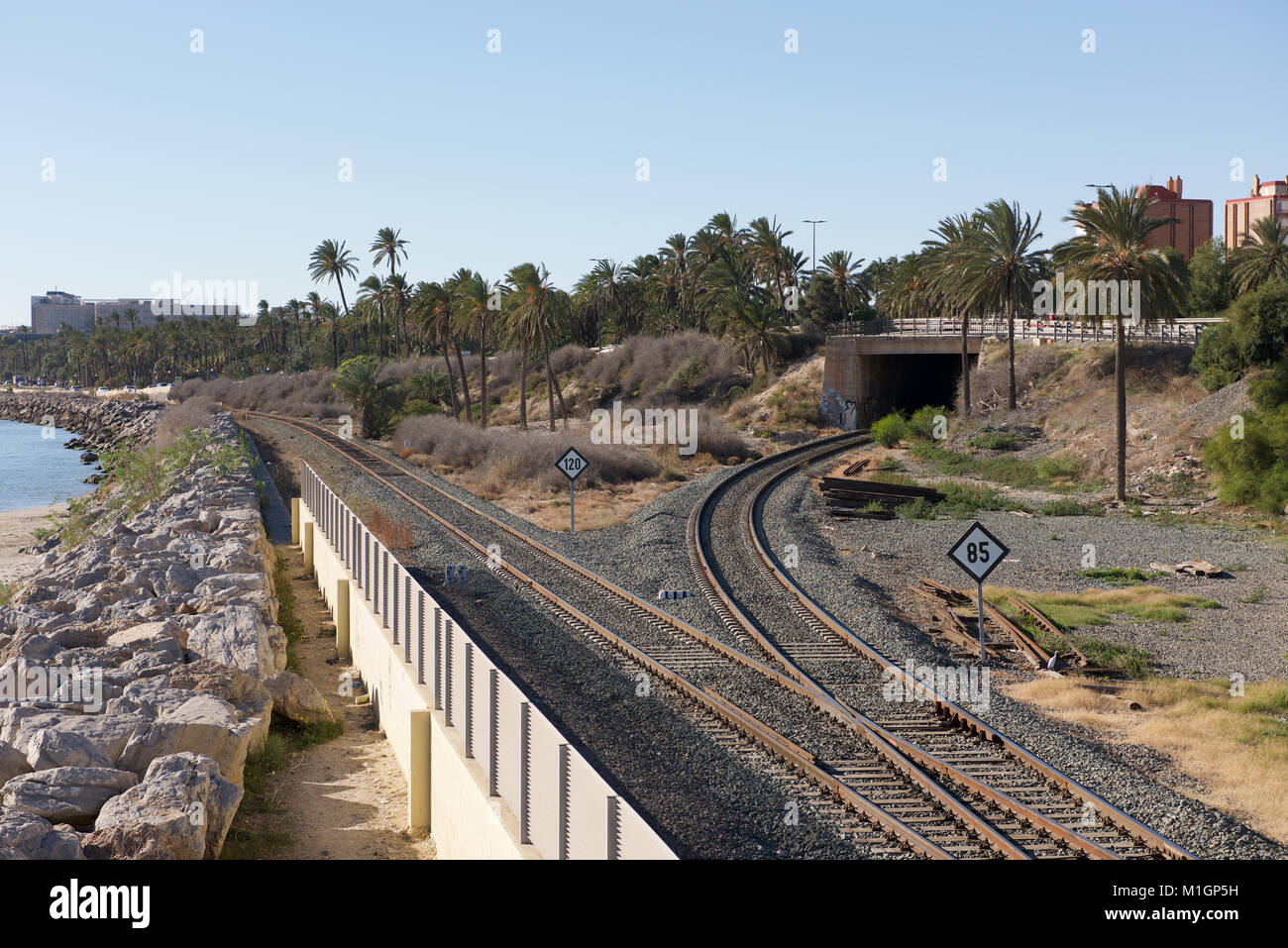 Railway tracks at San Gabriel, Alicante, Spain Stock Photo Alamy