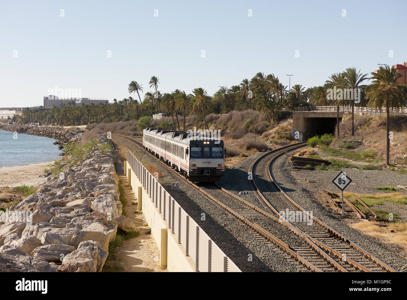 Passenger train near San Gabriel, Alicante, Spain Stock Photo Alamy