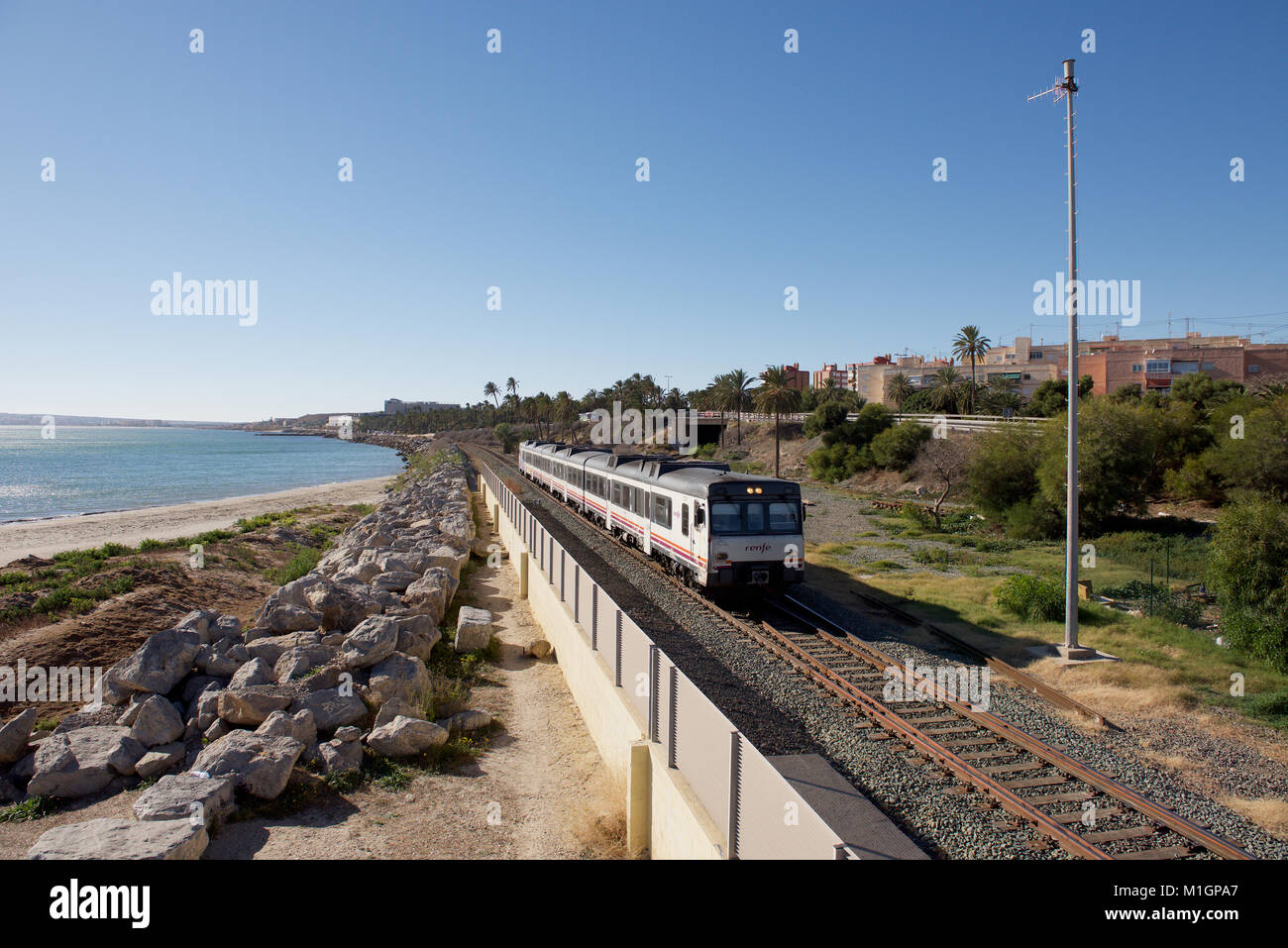 Passenger train near San Gabriel, Alicante, Spain Stock Photo Alamy