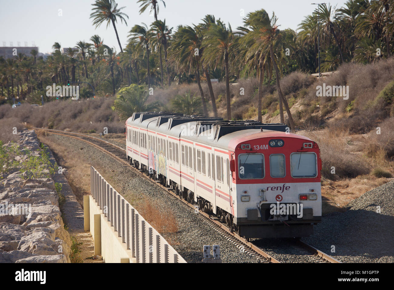 Passenger train near San Gabriel, Alicante, Spain Stock Photo Alamy
