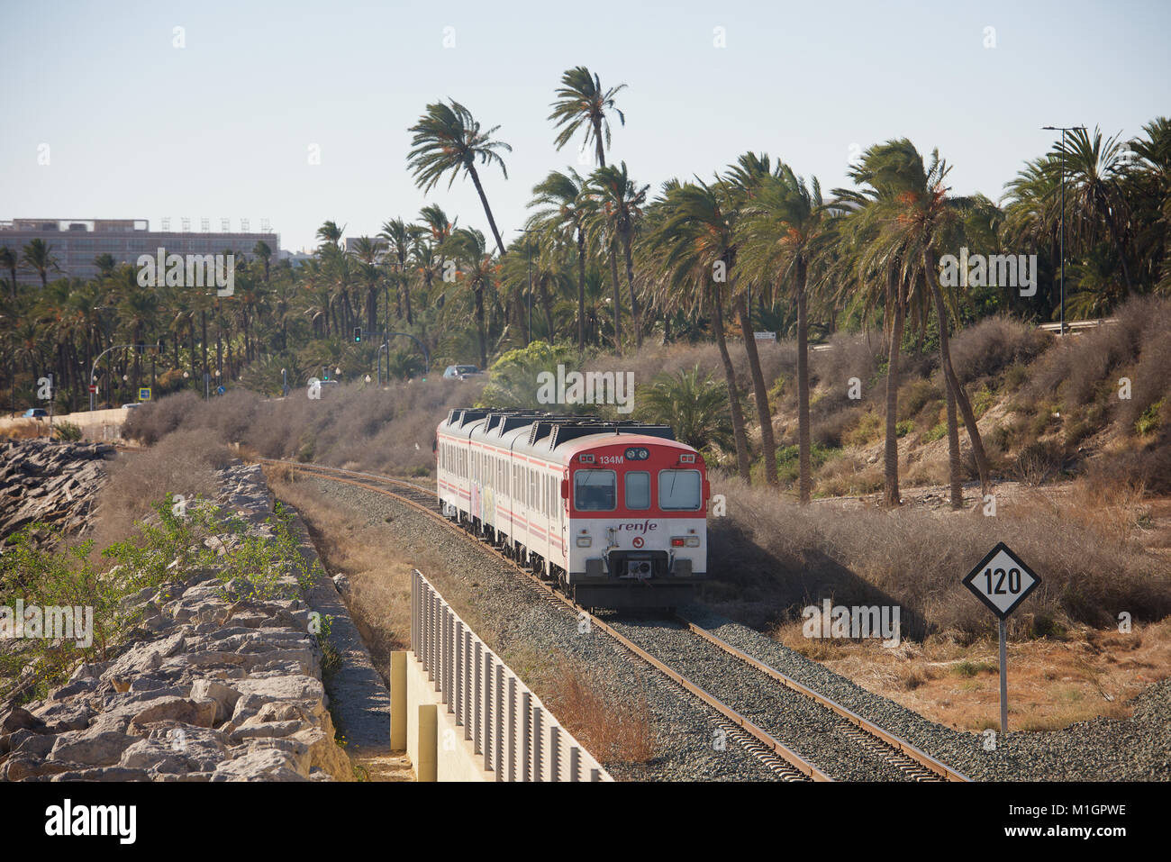 Passenger train near San Gabriel, Alicante, Spain Stock Photo Alamy