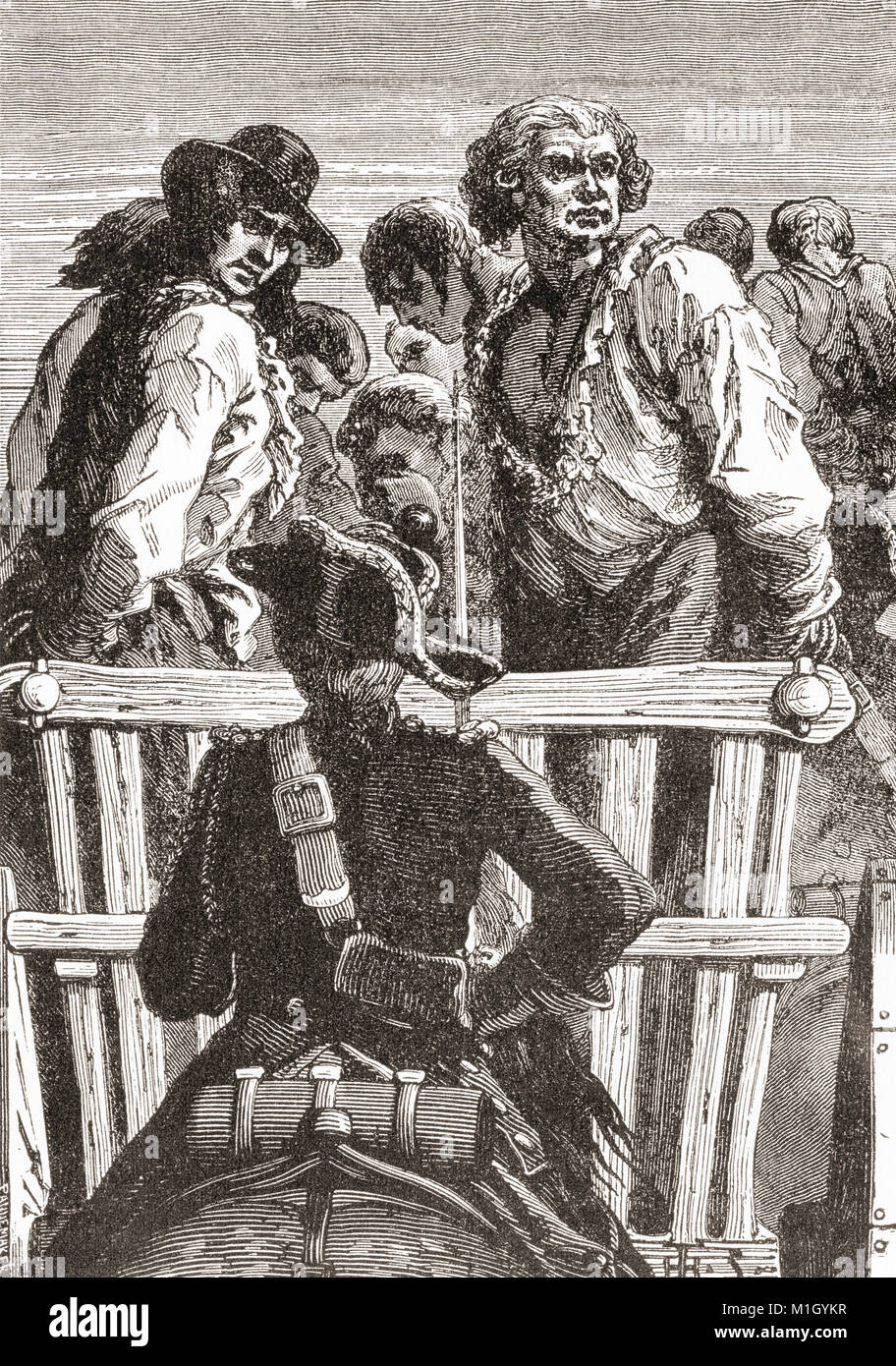 Danton on his way to execution during the French Revolution.  Georges Jacques Danton, 1759 –  1794.  Leading figure in the early stages of the French Revolution, in particular as the first president of the Committee of Public Safety.  From Ward and Lock's Illustrated History of the World, published c.1882. Stock Photo