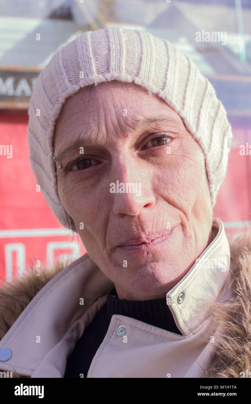 Vox pop examples taken in and around the centre of Cardiff, on what hats people prefer, for national hat day 2018 Stock Photo