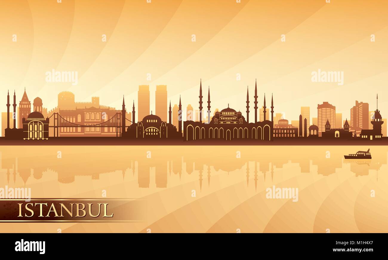 Istanbul city skyline. Vector silhouette illustration Stock Vector