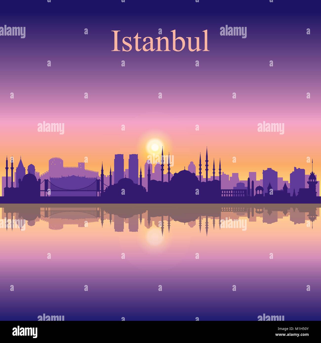 Istanbul city skyline silhouette background, vector illustration Stock Vector