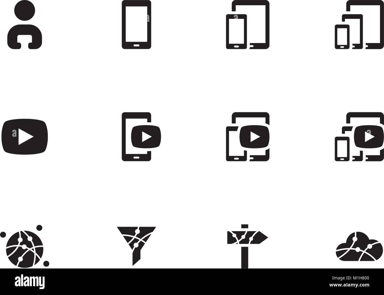 Mobile Phone Content icons on white background. Vector illustration. Stock Vector