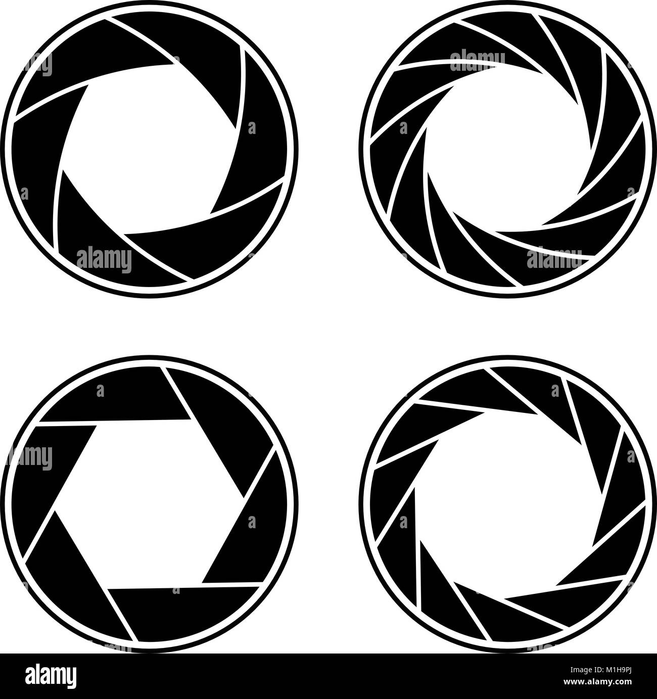 wide open aperture with 6/11 blades and different styles Stock Vector