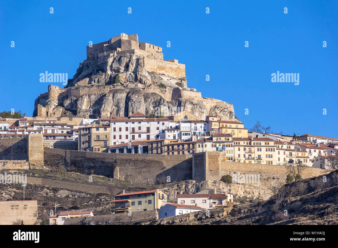 Beautiful mountain village Morella in the Spanish province Castellón (Valencian Country). Stock Photo