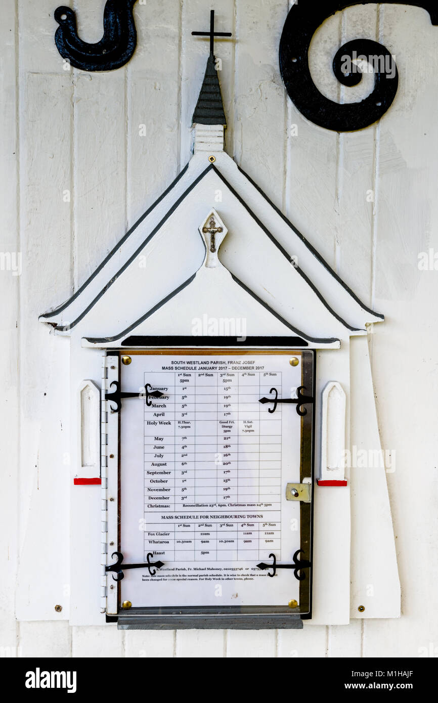 Our Lady of the Alps Catholic Church – notice board Stock Photo