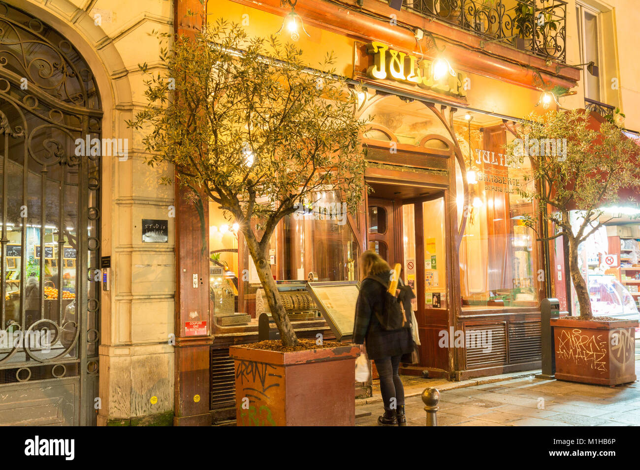 Brasserie Julien is historical monument of Paris .It was founded in 1903. Stock Photo