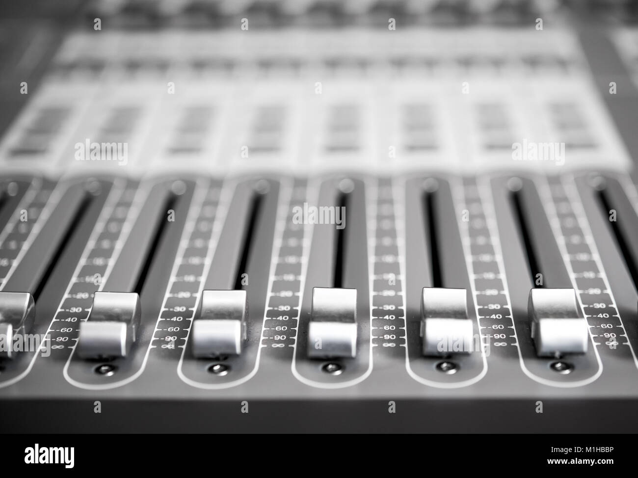 Professional audio mixer sliders sound hi-res stock photography