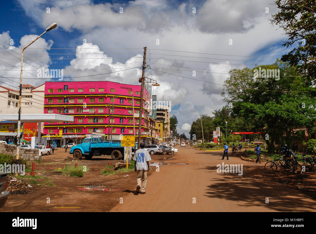 Thika Kenya November 7 2008. Typical street scene in Thika , Kenya.Cars