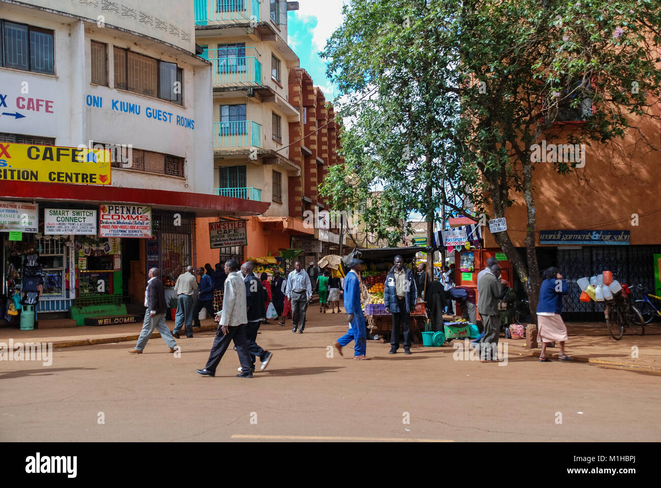 Thika Kenya November 7 2008. Typical street scene in Thika , Kenya.Cars