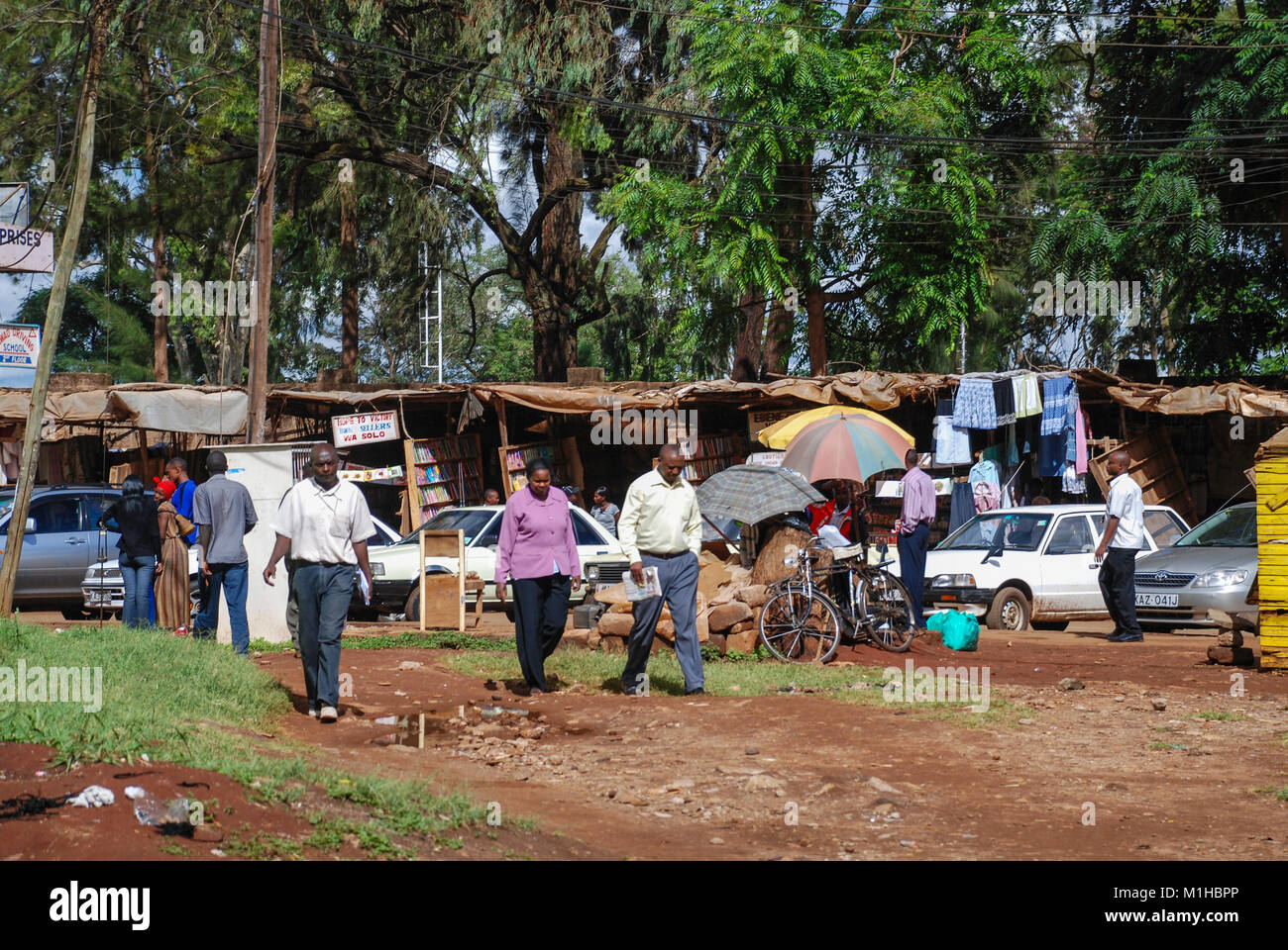Thika Kenya November 7 2008. Typical street scene in Thika , Kenya.Cars