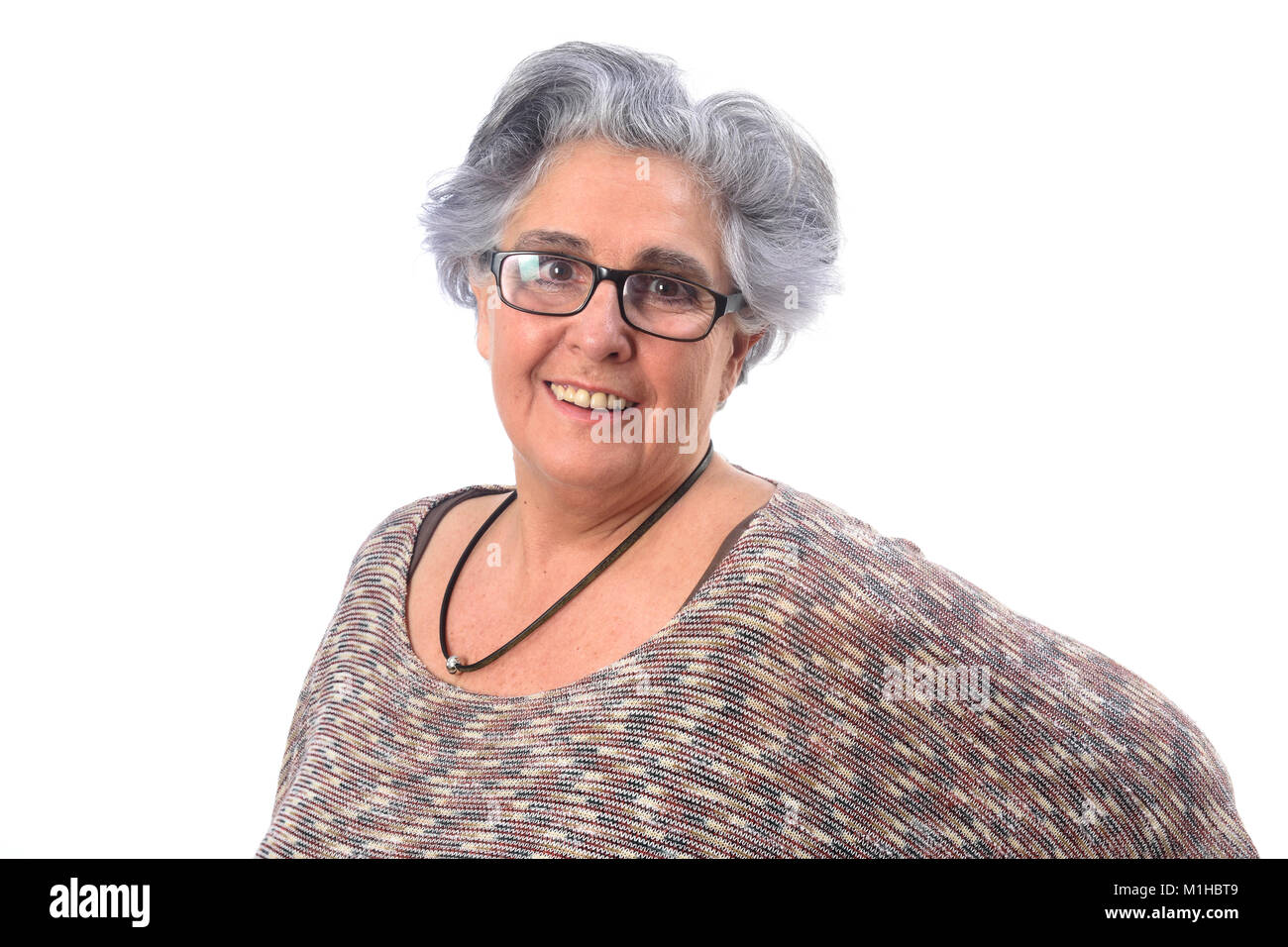 portrait of a senior woman on white background Stock Photo - Alamy