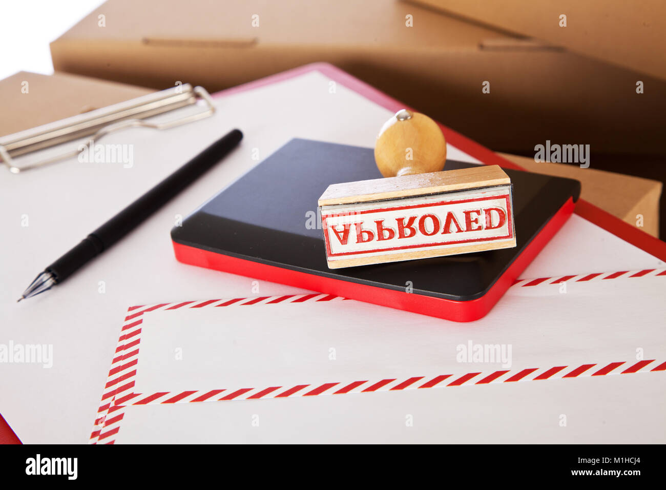Mail envelope in a post office Stock Photo
