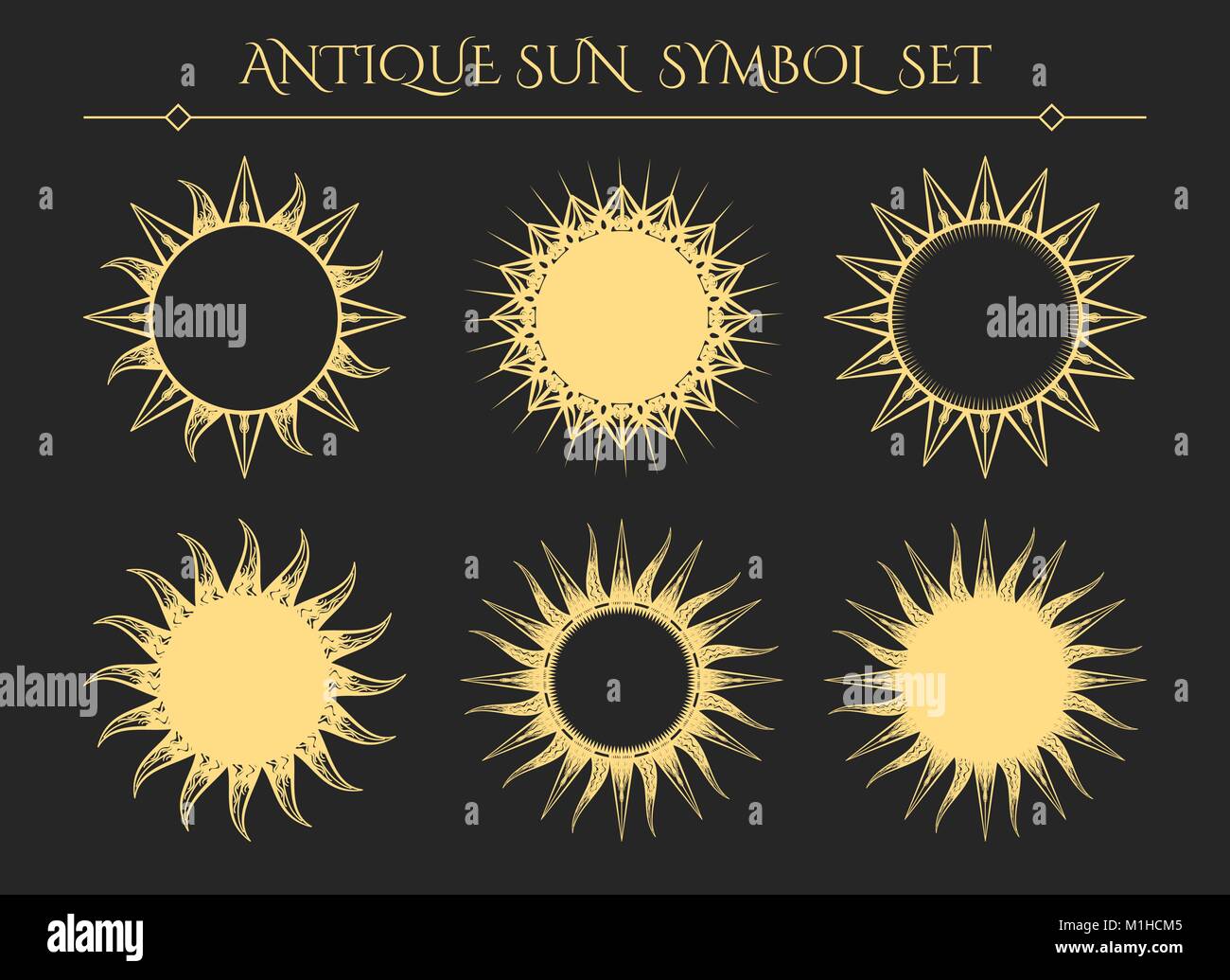 Sun symbols. Vintage starburst mystical icons or spiritual geometry ...