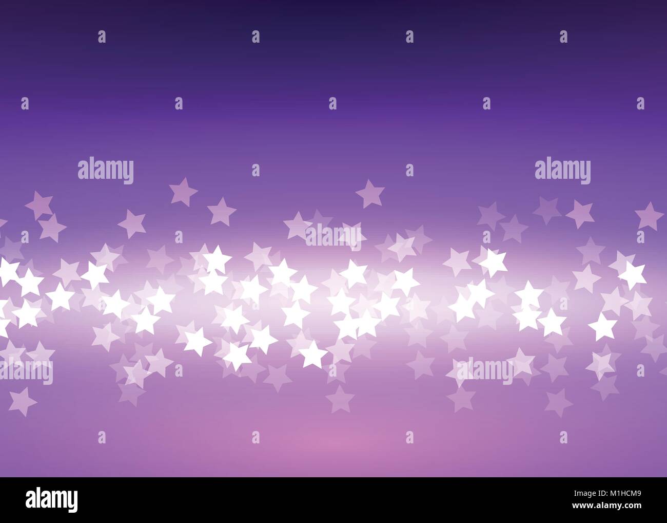 Bokeh light stars on lilac background Stock Vector