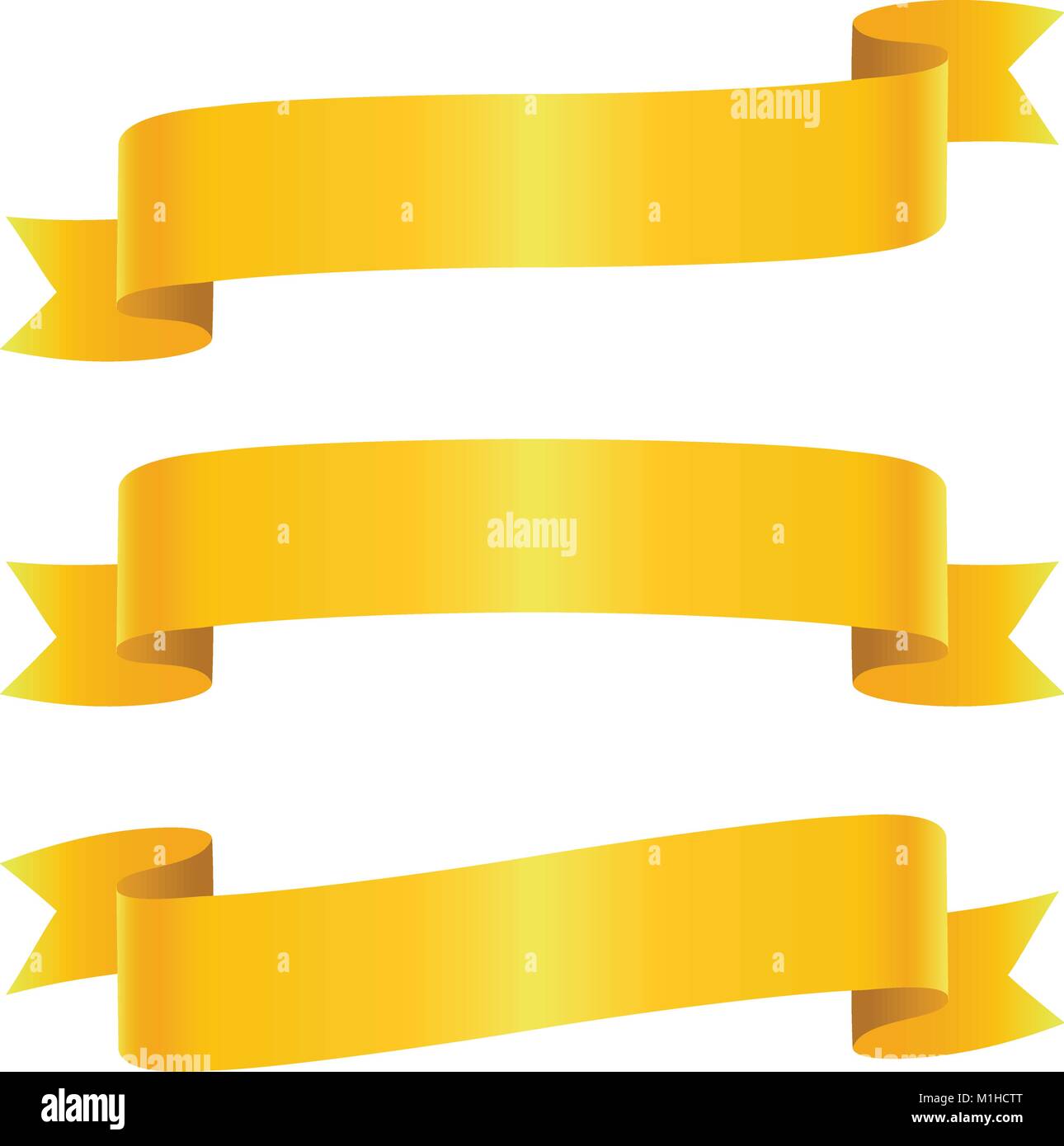 Set of golden ribbon bannes Stock Vector