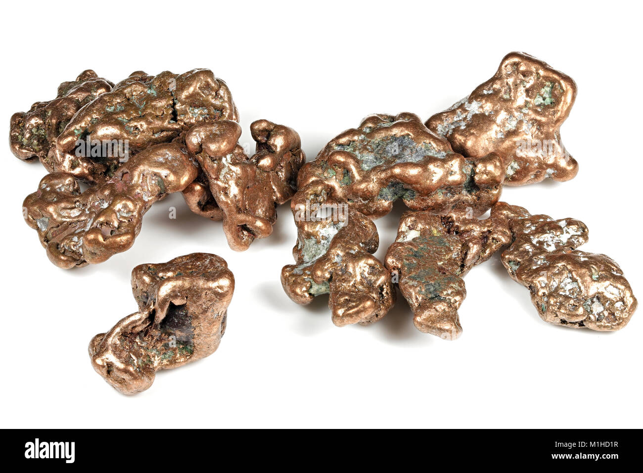 native copper nuggets from Keweenaw, Michigan/ USA isolated on white