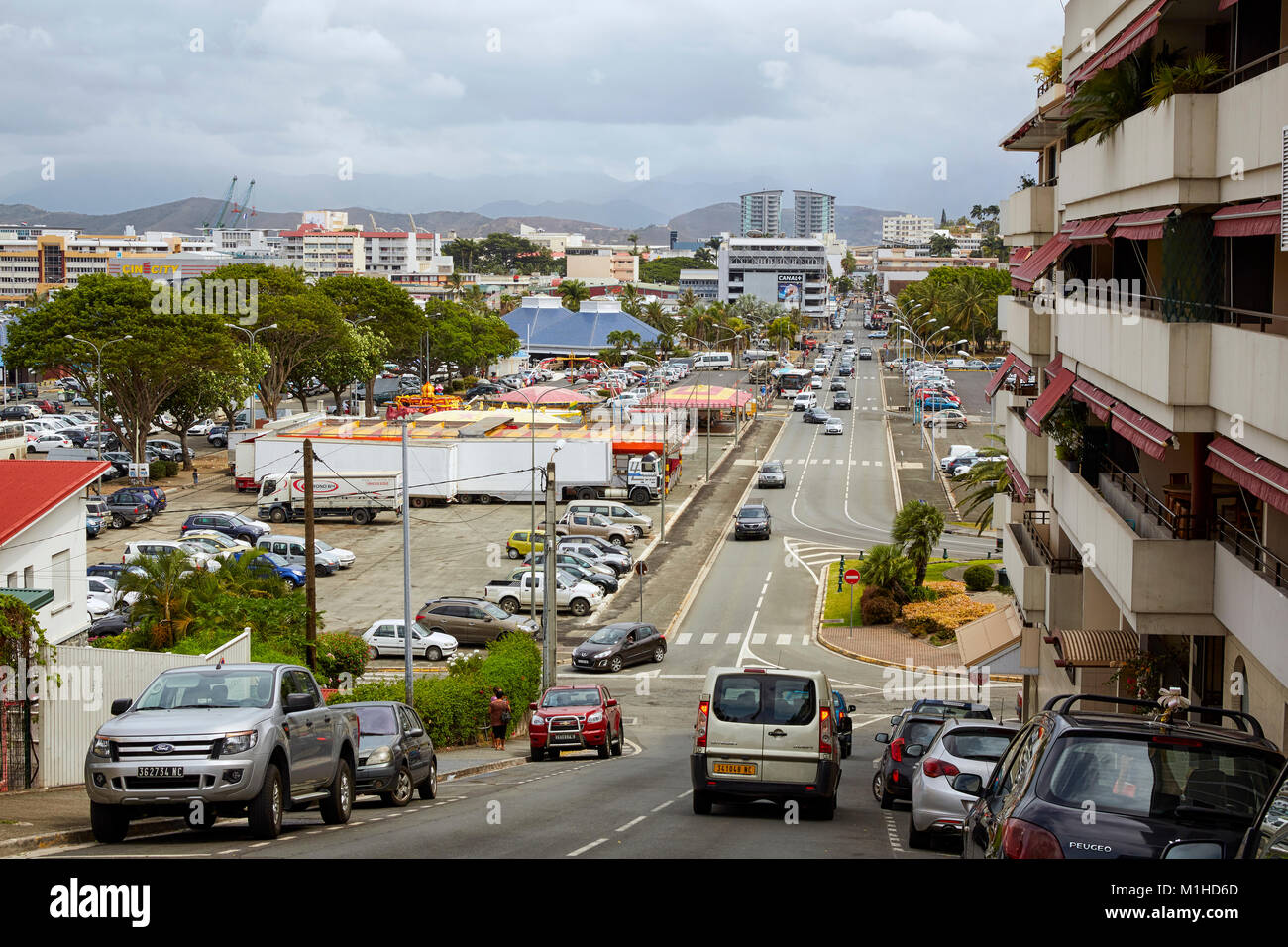 Rue Georges Clemenceau, Noumea, New Caledonia (Nouvelle-Caledonie) Stock Photo
