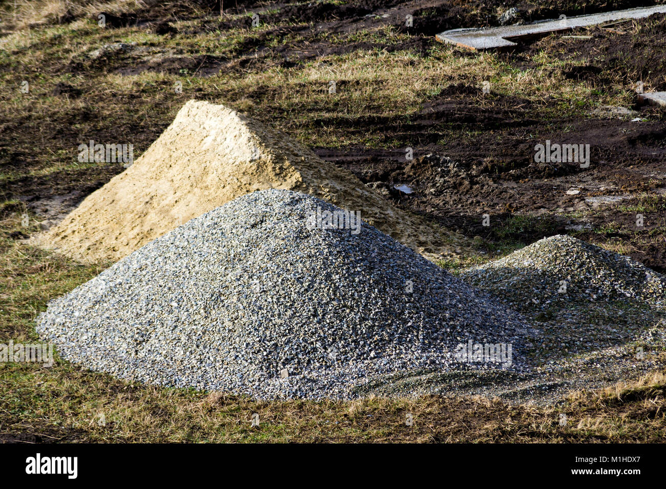 Construction industrial site rocks and sand pile Stock Photo - Alamy