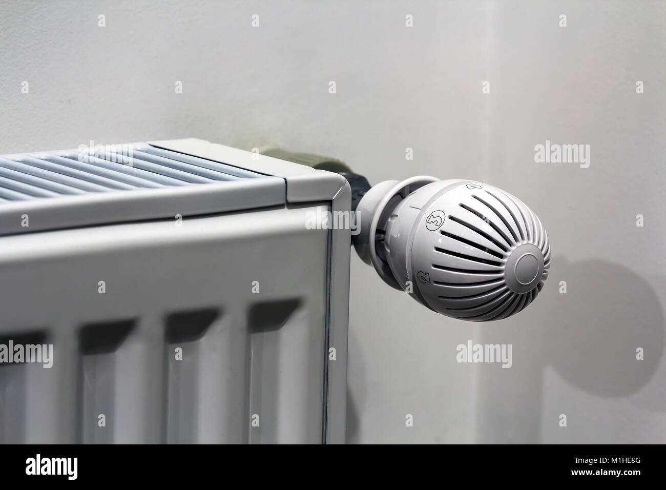 A white heating radiator on the interior wall Stock Photo - Alamy