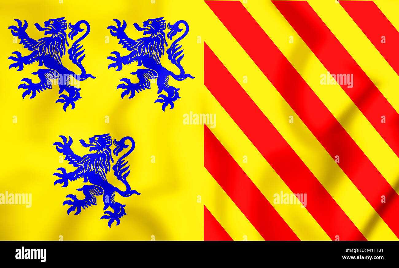 Alternate Flag of Limousin, France. 3D Illustration. Stock Photo