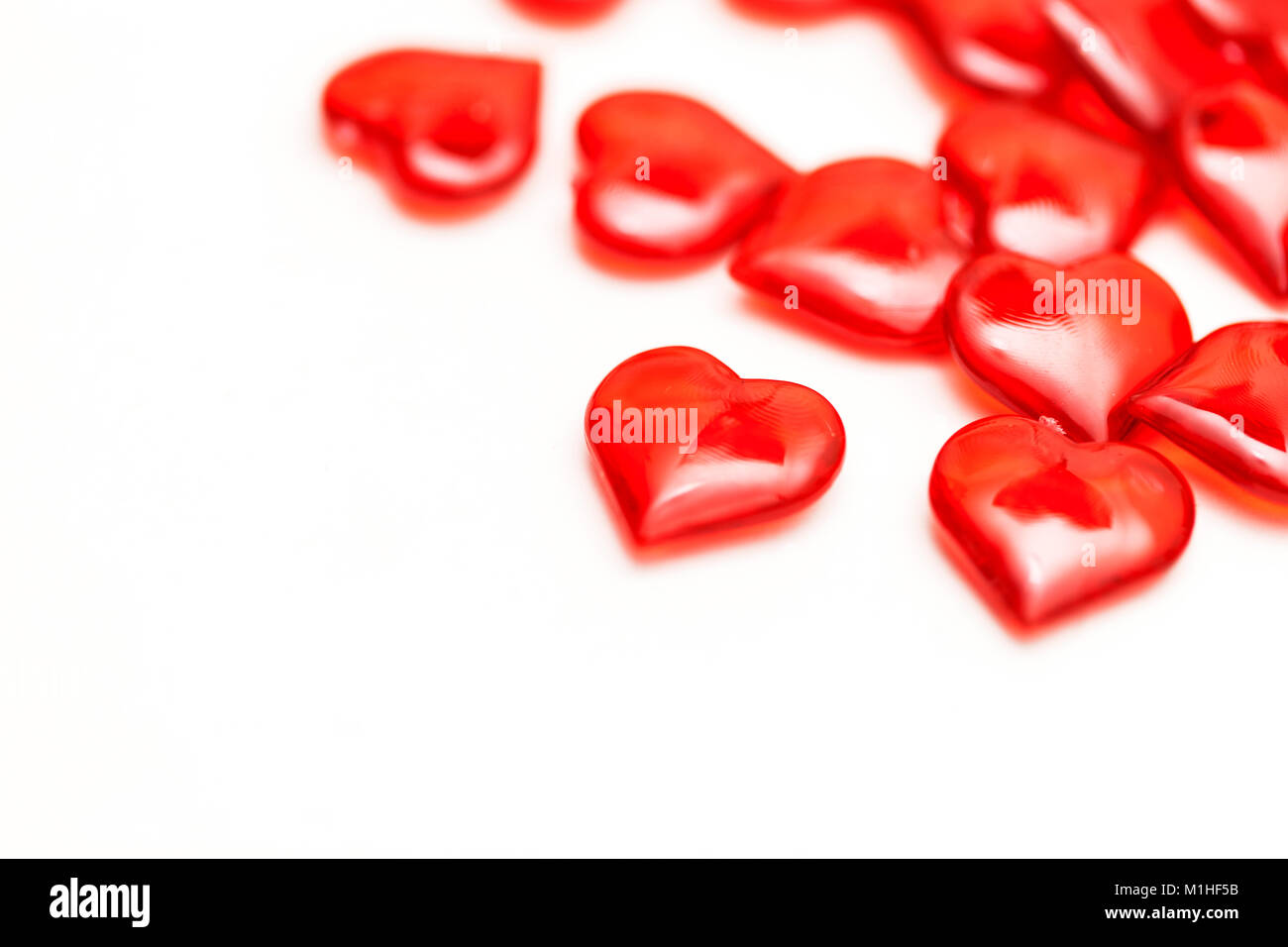 Red love hearts on a plain white background Stock Photo